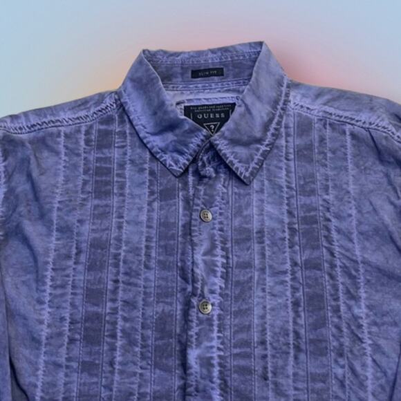 GUESS Men’s Medium Blue Long Sleeve Shirt - Picture 1 of 4